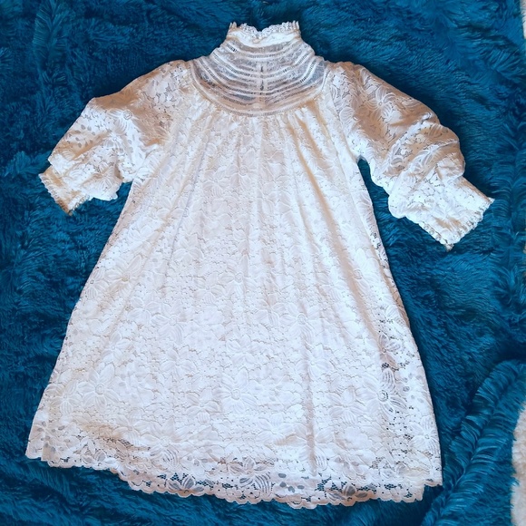 White soft lace mini dress Small - Picture 4 of 8